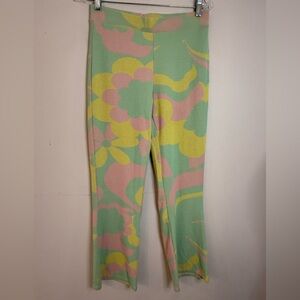 Zara retro 70s chic flower child colorful lounge pants SZ M